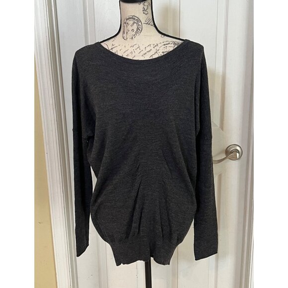 Vince Sweater Tunic Charcoal Grey Scoop Neck Long Sleeve Oversized Women's Small - Picture 1 of 9